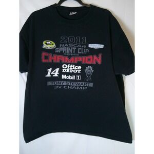 Vintage NASCAR Tony Stewart 2011 Sprint Cup Champion Shirt Mens Black 14‎ 2XL